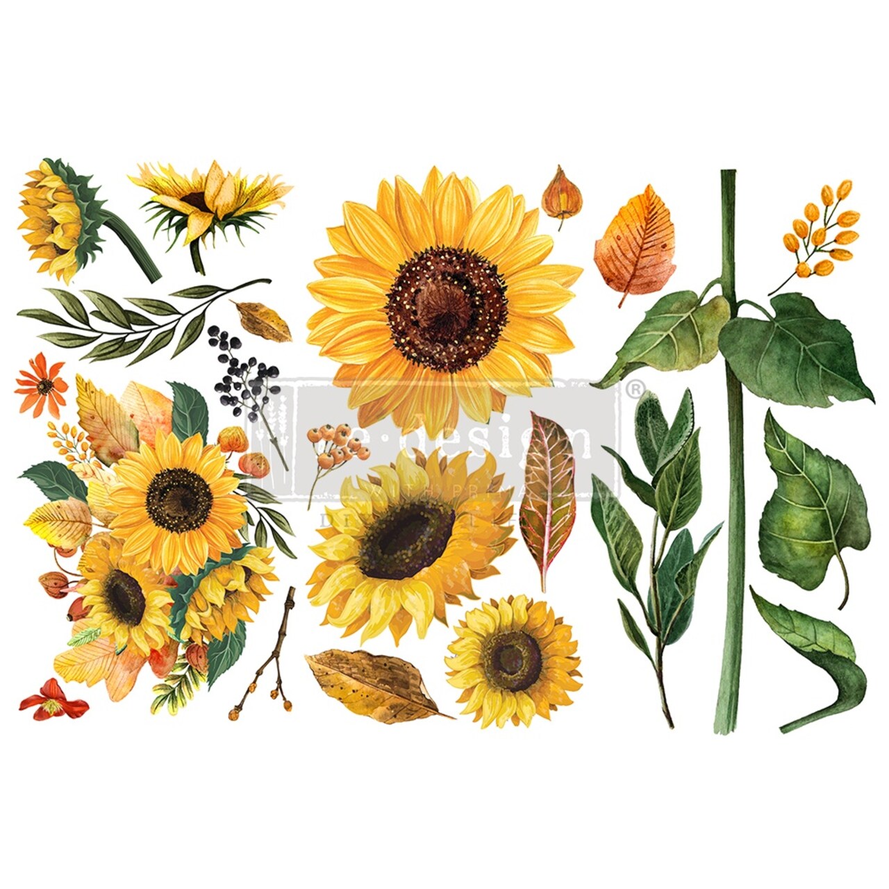 Prima Marketing Re-Design Decor Transfers 6"X12" 3/Sheets-Sunflower Afternoon